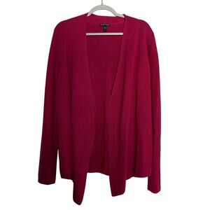 Eileen Fisher Tencel Silk Cardigan L Berry Red Luxe Minimalist Designer